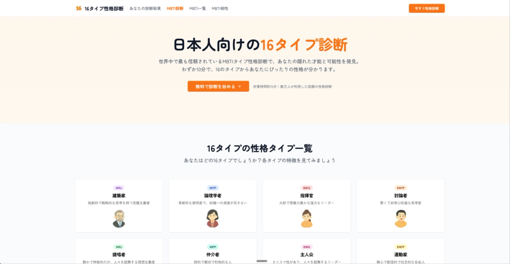 image of 16タイプ診断