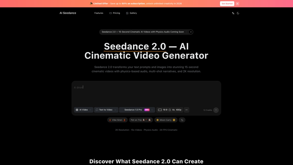 Screenshot of Seedance 2.0 AI -AI Video Generator Screenshot of Seedance 2.0 AI -AI Video Generator