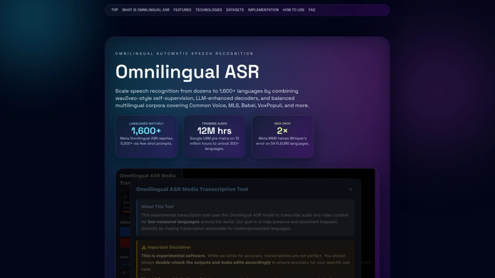 Screenshot of Omnilingual Asr Screenshot of Omnilingual Asr