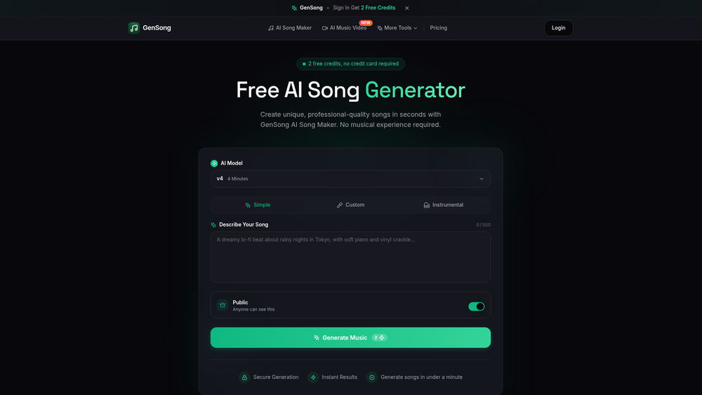 Screenshot of Gen Song AI