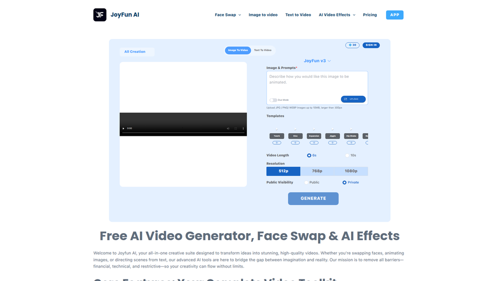 Screenshot of JoyFun AI