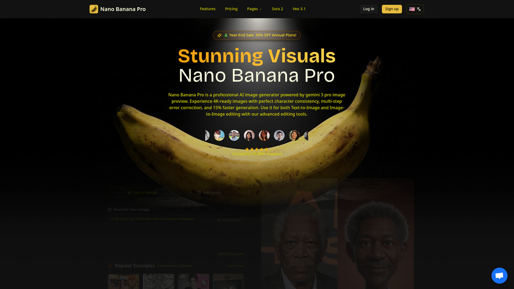 Screenshot of Nano Banana Pro | Free AI Image Generator for Stunning Visuals