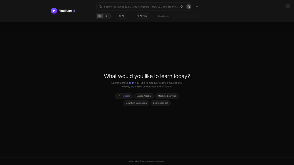 Screenshot of Findtube.AI