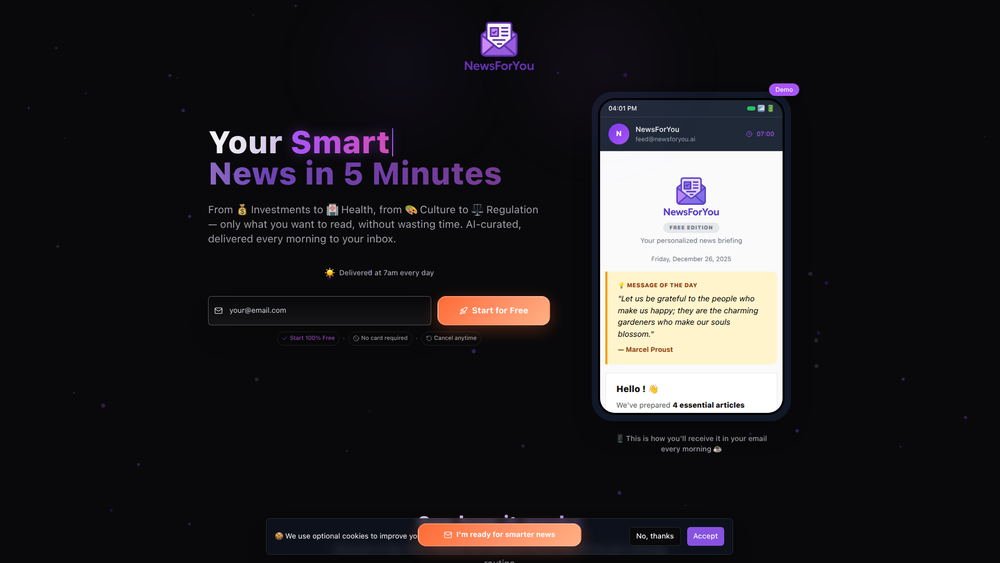 Screenshot of NewsForYou
