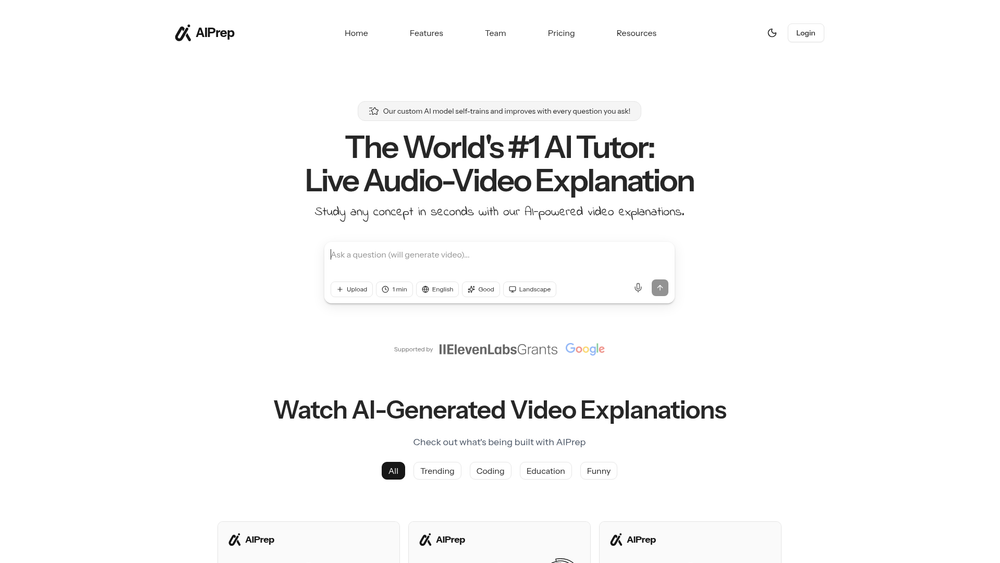 Screenshot of AIPREP: AI Video Tutor