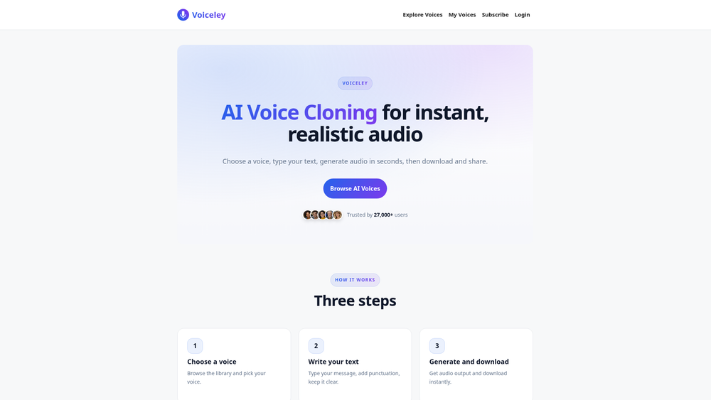 Screenshot of Voiceley