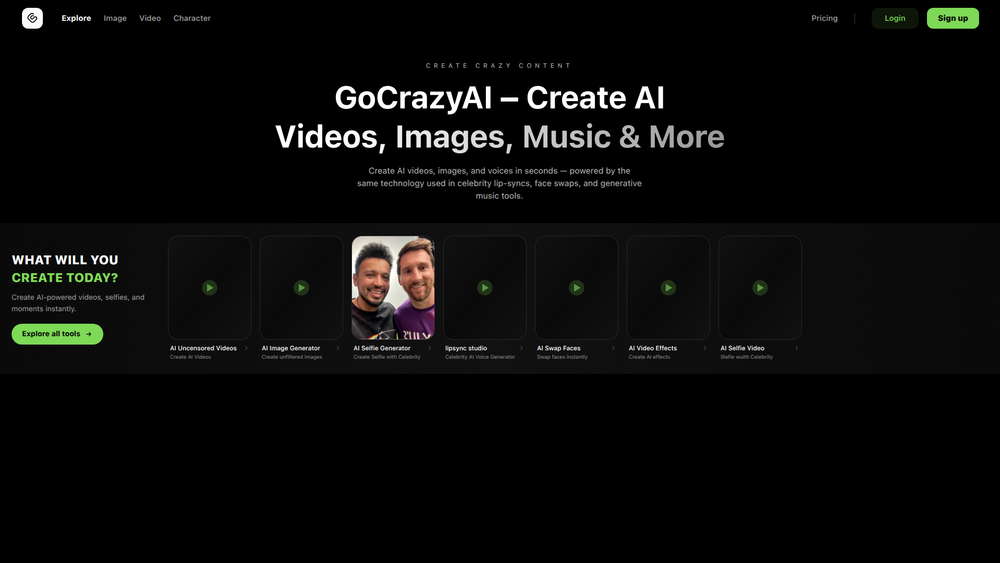 Screenshot of GoCrazyAI – AI Video Generator Screenshot of GoCrazyAI – AI Video Generator