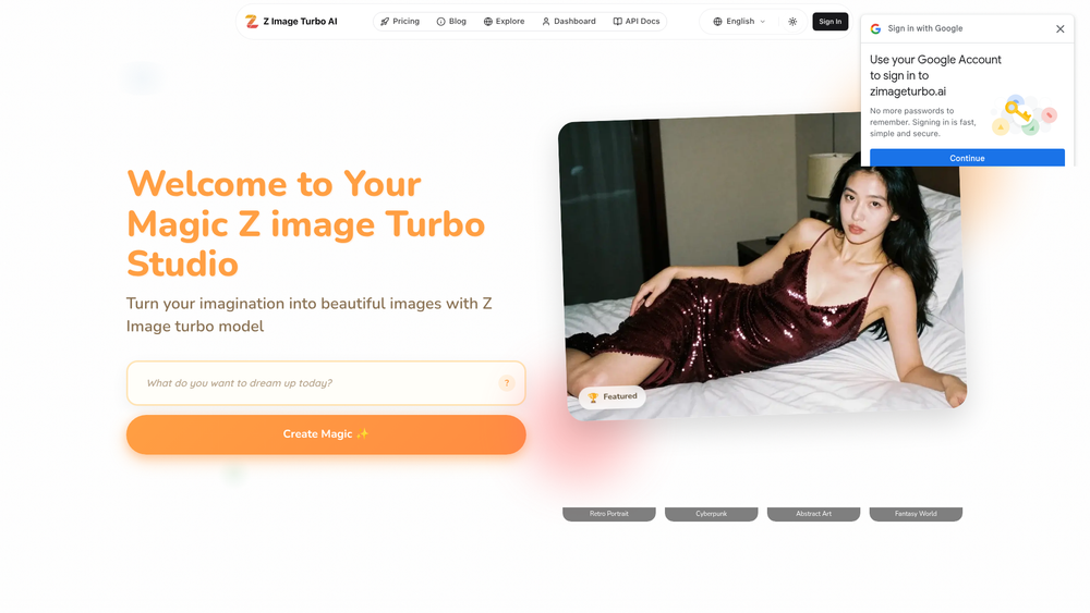 Screenshot of Z Image Turbo AI
