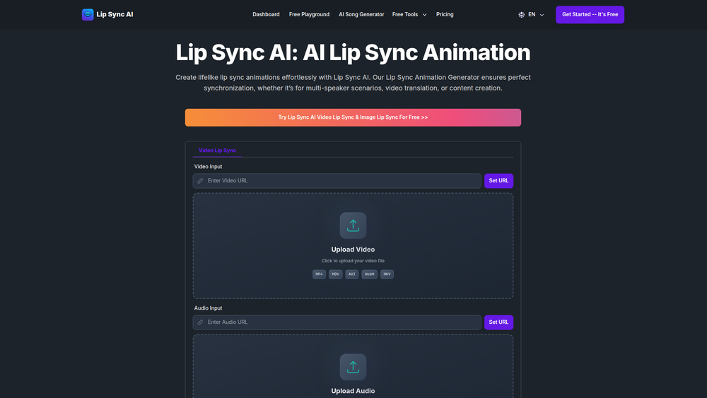 Screenshot of Lip Sync AI