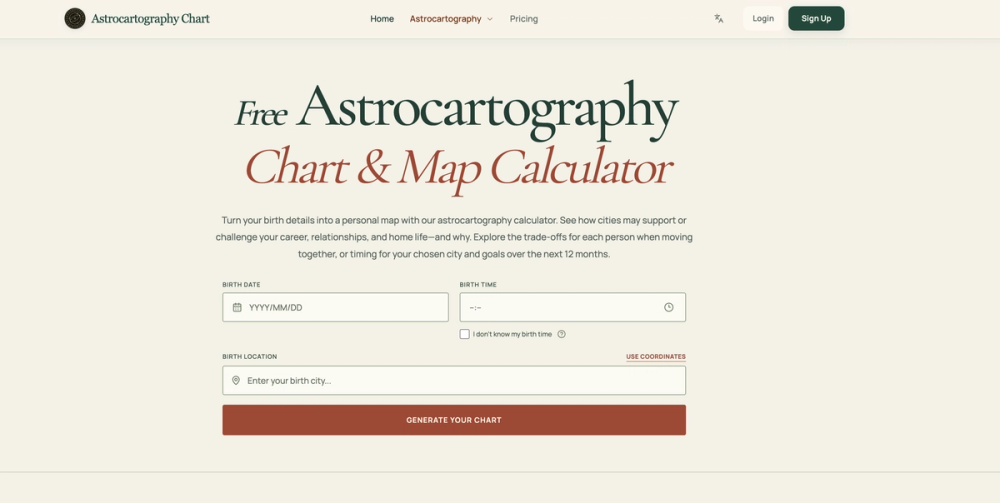 image of Astrocartography Chart