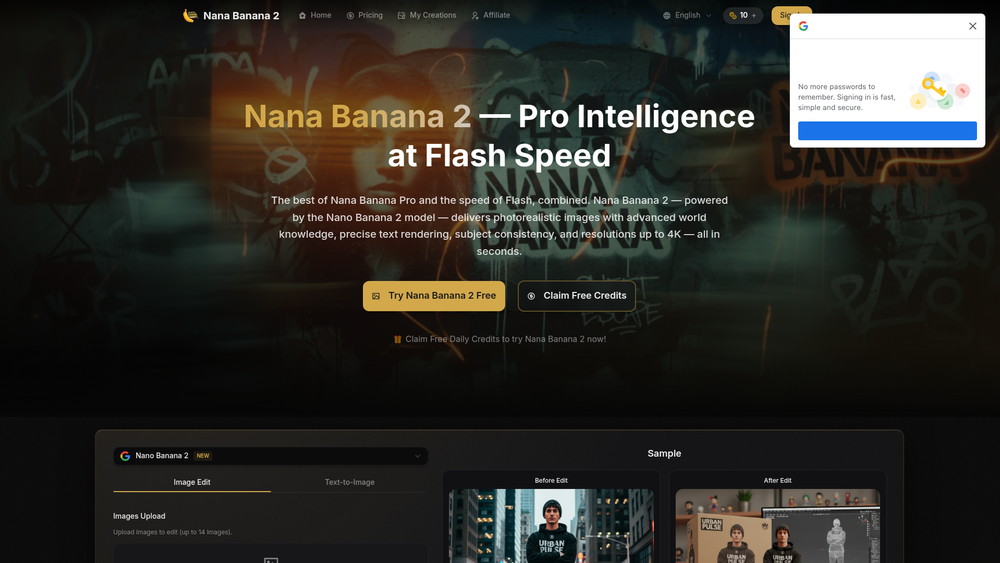 Screenshot of Nana Banana 2: Advanced AI Image Editor | NanaBanana2.ai Screenshot of Nana Banana 2: Advanced AI Image Editor | NanaBanana2.ai