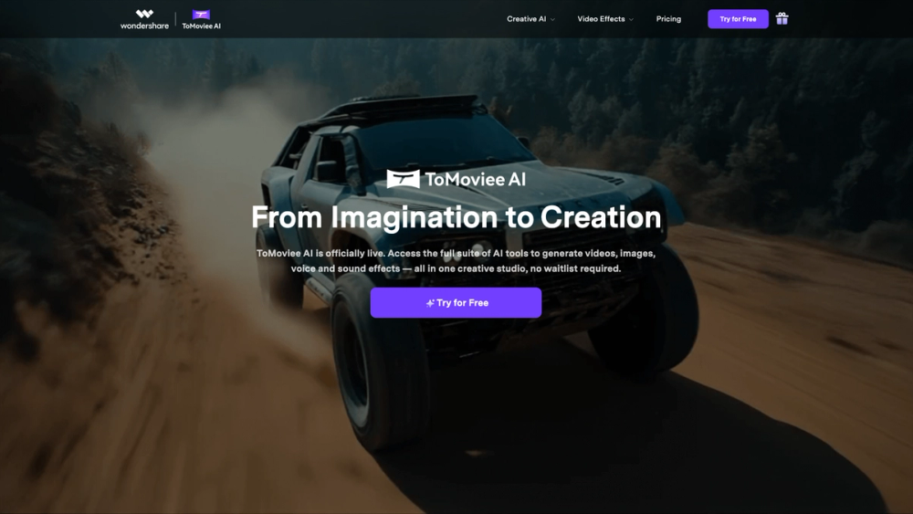 Screenshot of WonderShare ToMoviee AI