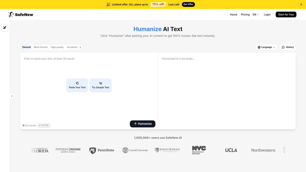 Screenshot of SafeNew AI