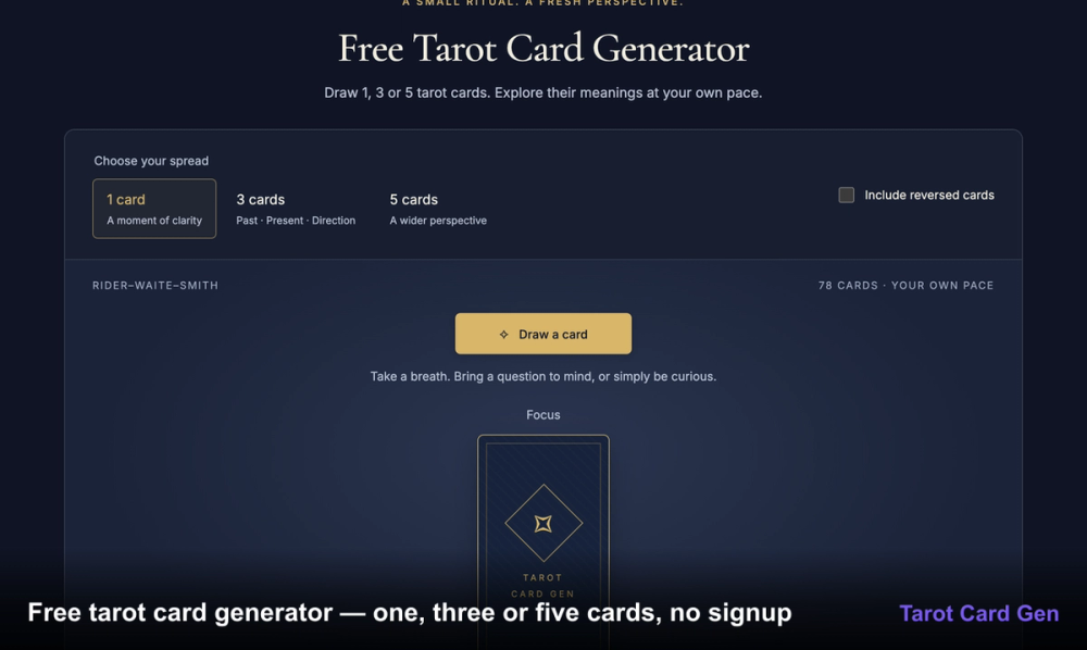 image of Free Tarot Card Generator