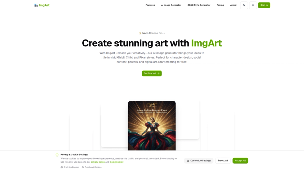 Screenshot of ImgArt Ai