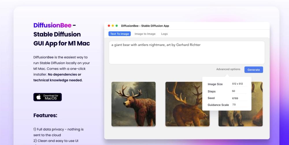 Screenshot of DiffusionBee