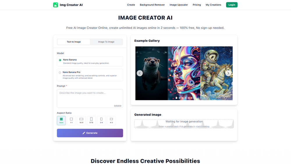 Screenshot of Img Creator AI