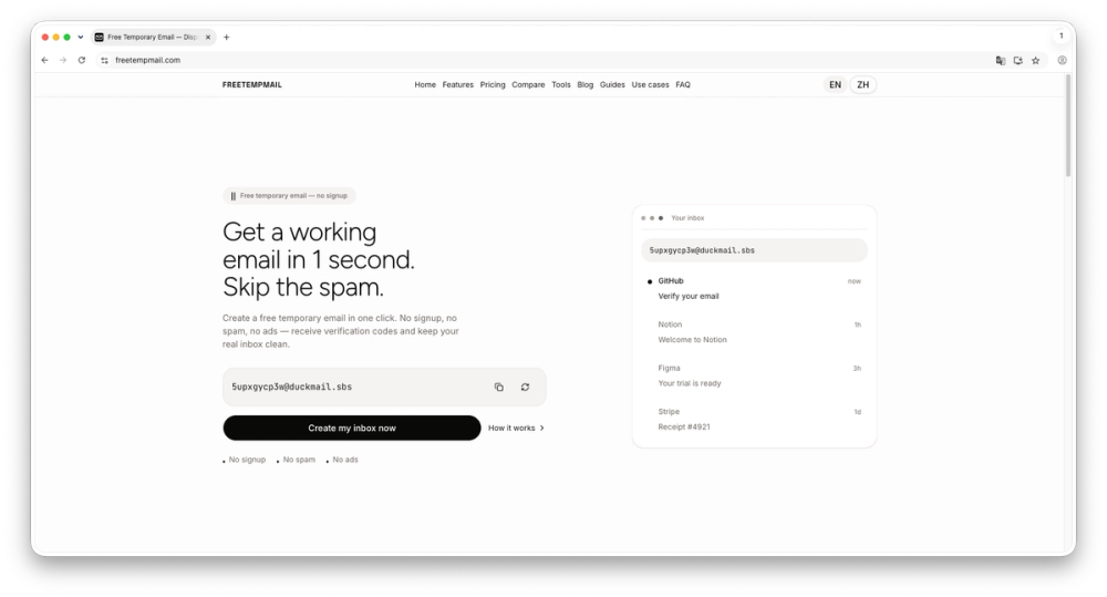 image of Freetempmail
