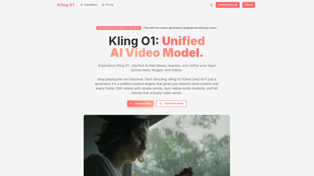 Screenshot of Kling O1-