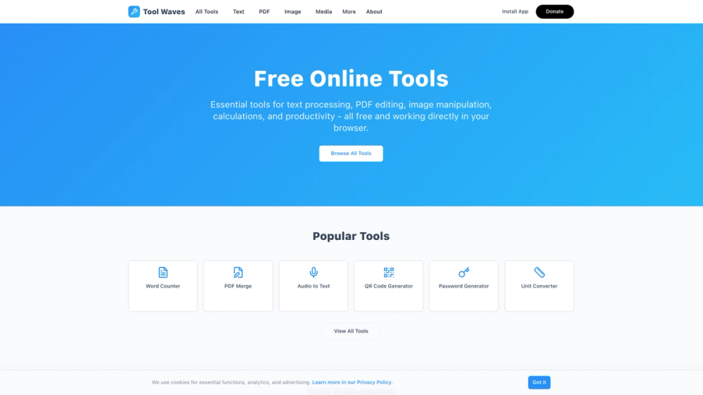 Screenshot of ToolWaves