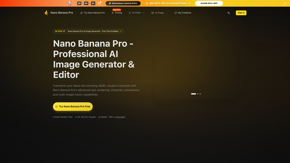 Screenshot of Nano Banana Pro - Professional Free AI Photo Editor Screenshot of Nano Banana Pro - Professional Free AI Photo Editor