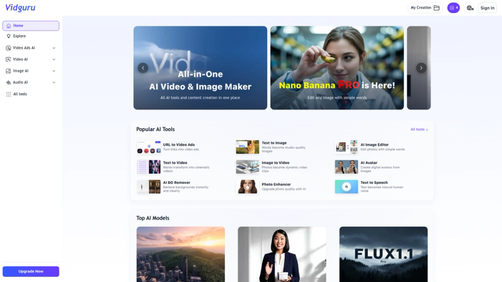 Screenshot of Vidguru - All-in-One AI Video & Image Maker