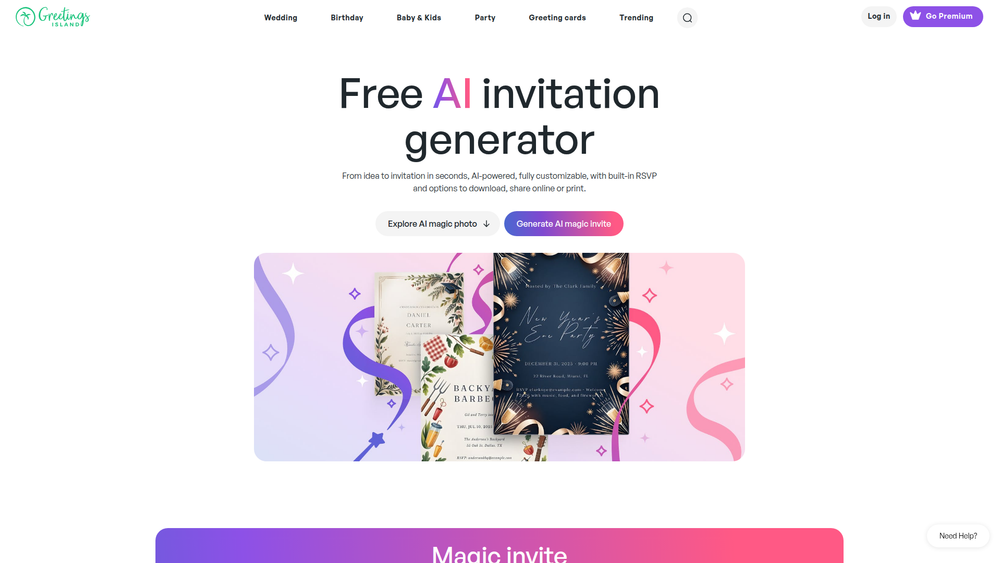 Screenshot of AI invitation generator Screenshot of AI invitation generator