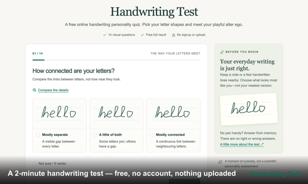 image of Handwriting Test