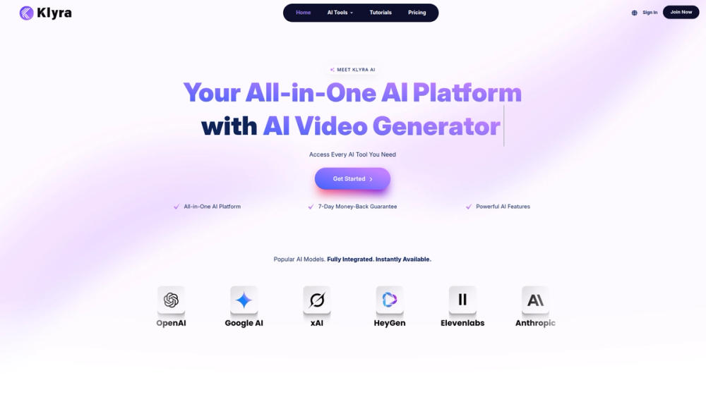 Screenshot of Klyra AI