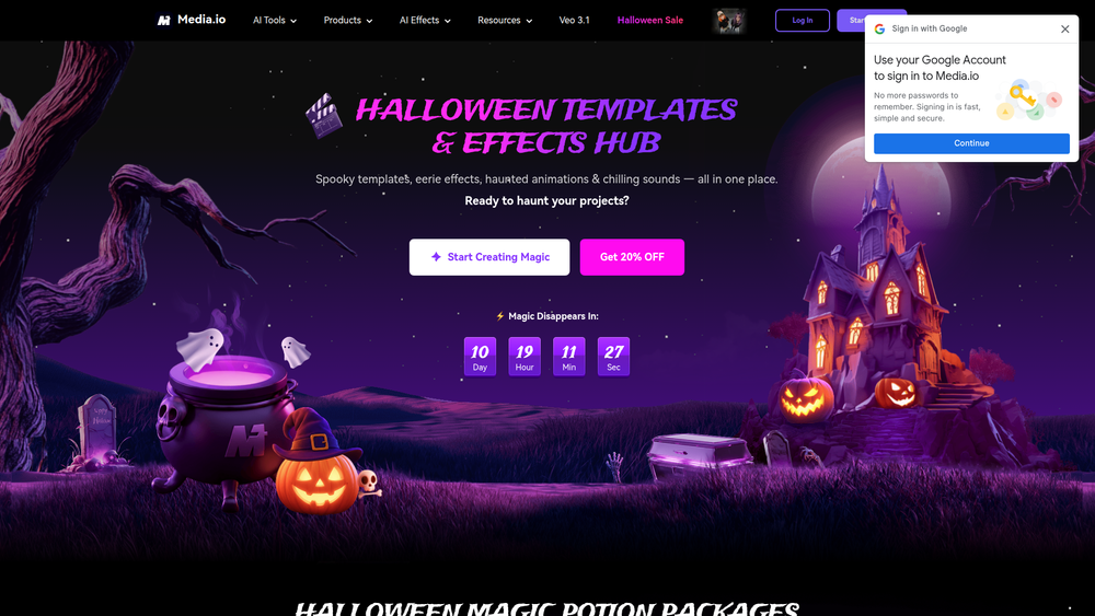 Screenshot of Media.io Halloween AI Generator