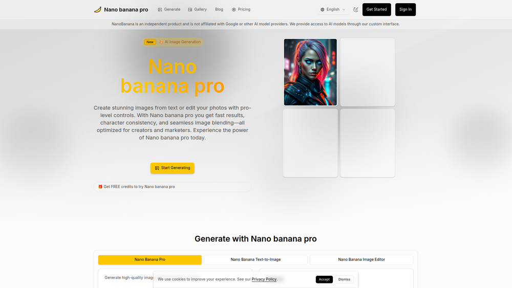 Screenshot of Nano banana pro – Best AI Image Generation Tool