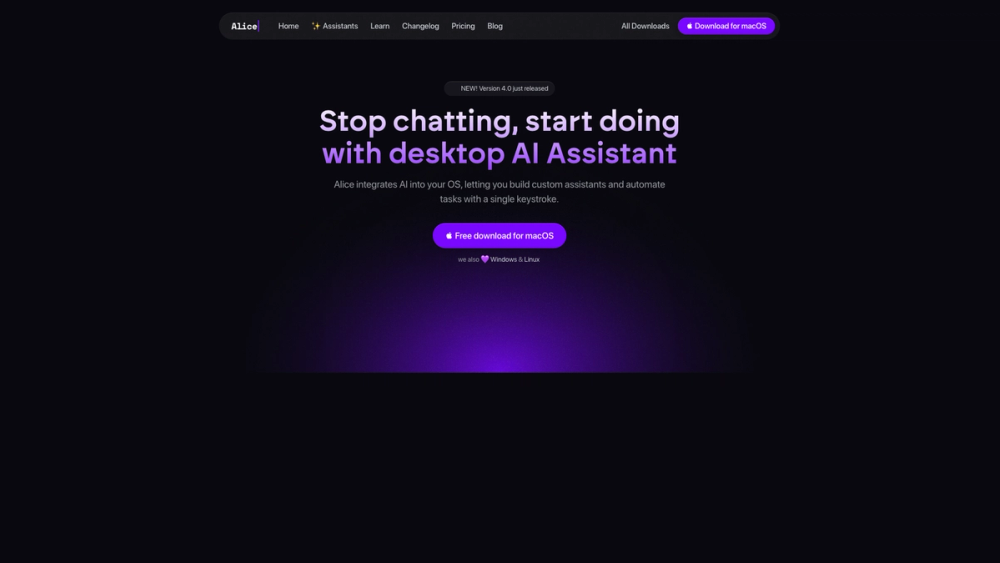 Screenshot of Alice - Your Personal AI Assistant App
