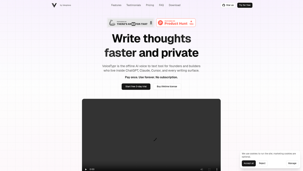 Screenshot of Voicetypr Screenshot of Voicetypr