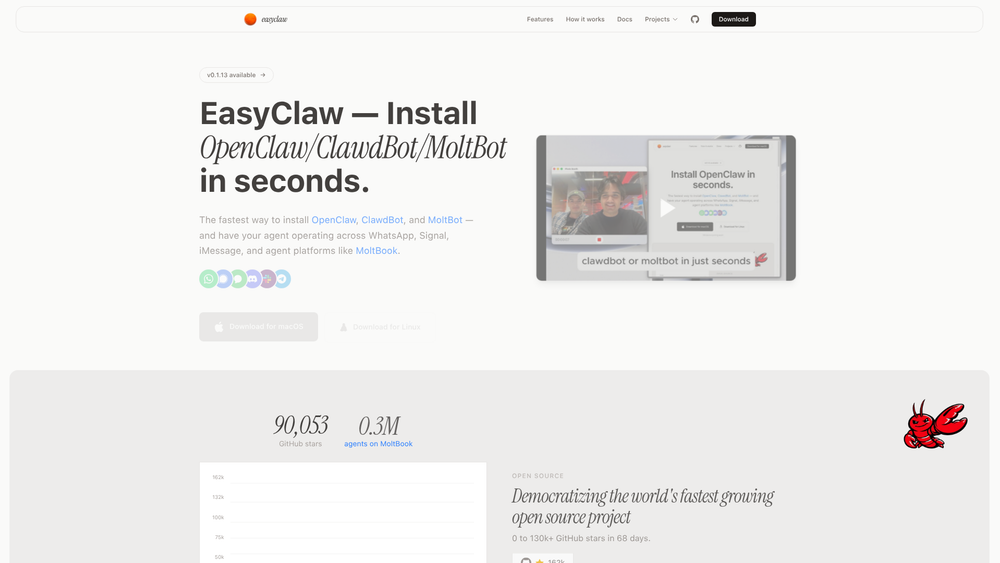 Screenshot of Easyclaw