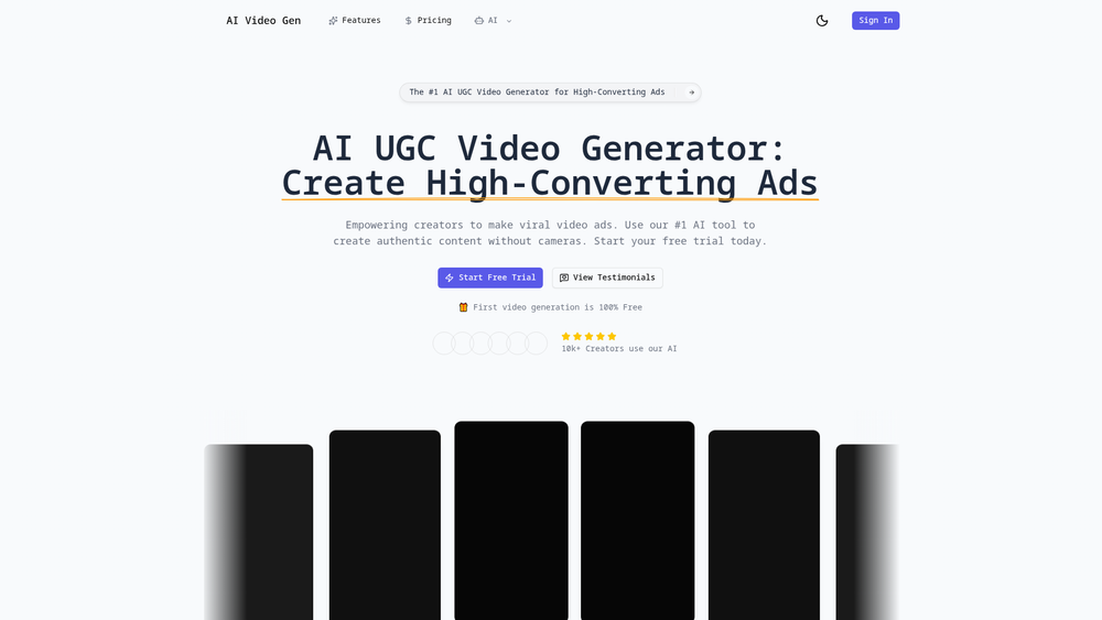 Screenshot of AI UGC Video Generator
