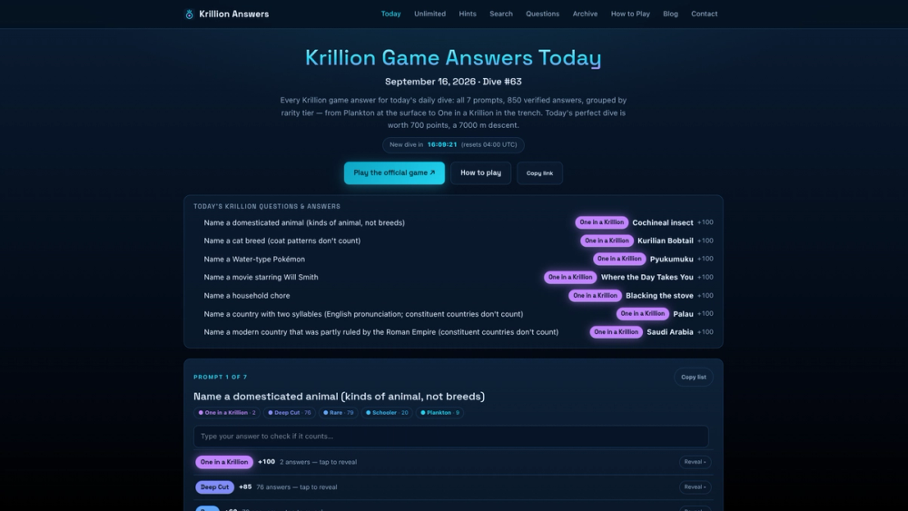 image of Krillion Game Answers