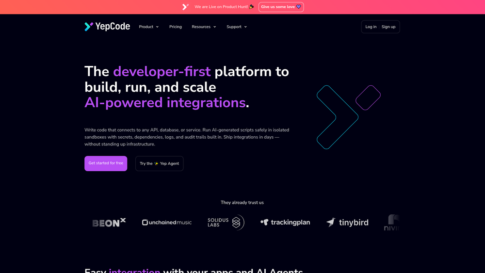 Screenshot of YepCode
