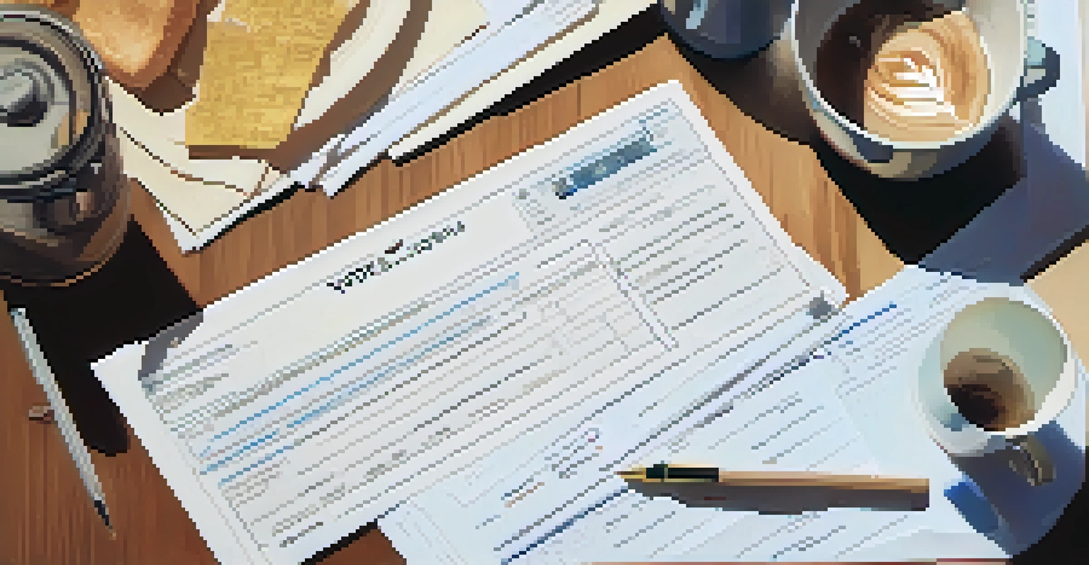 An overhead view of a ballot being filled out on a kitchen table, with voting materials around, illuminated by soft morning light.