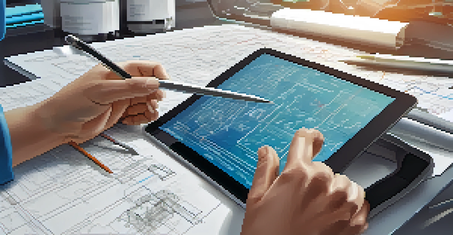 Close-up of hands collaborating on a high-tech project in a modern laboratory setting.