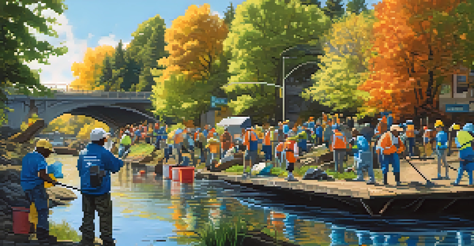 Residents of Seattle engaging in a river clean-up event along the Duwamish River, highlighting community involvement.