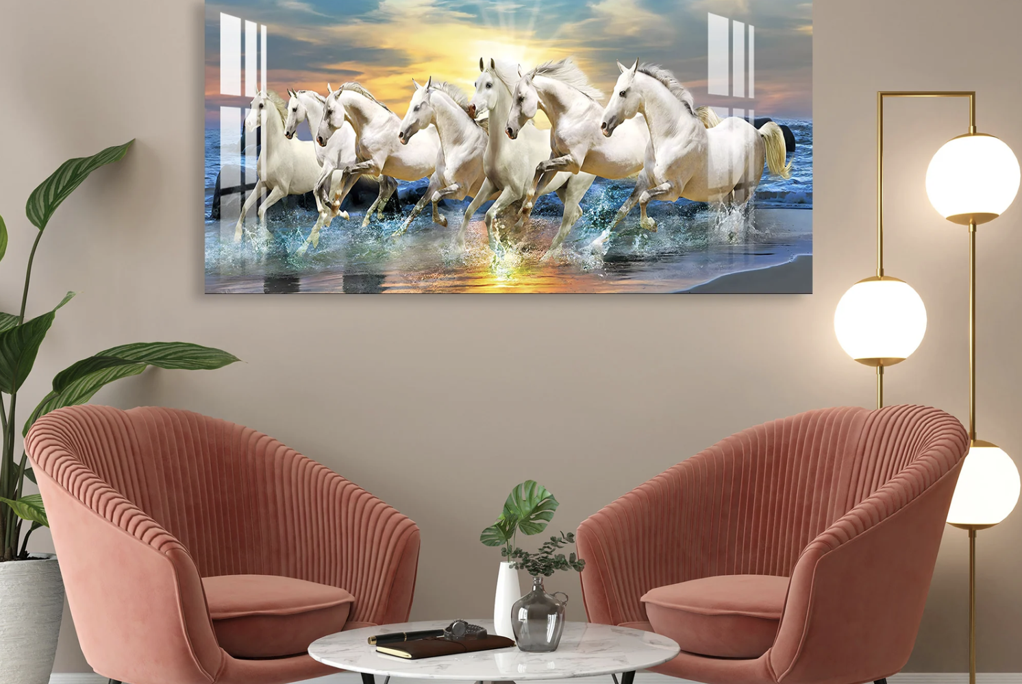 فن أكريليك من Sendian Arts ضمن مساحة داخلية من Luxe Space
