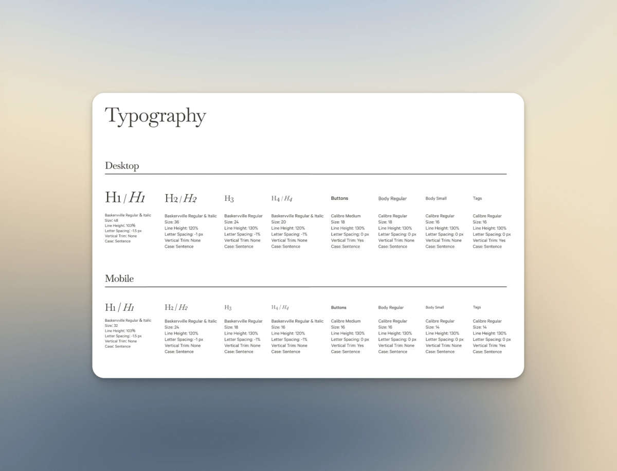 Lieu Beauty's Website Typography System