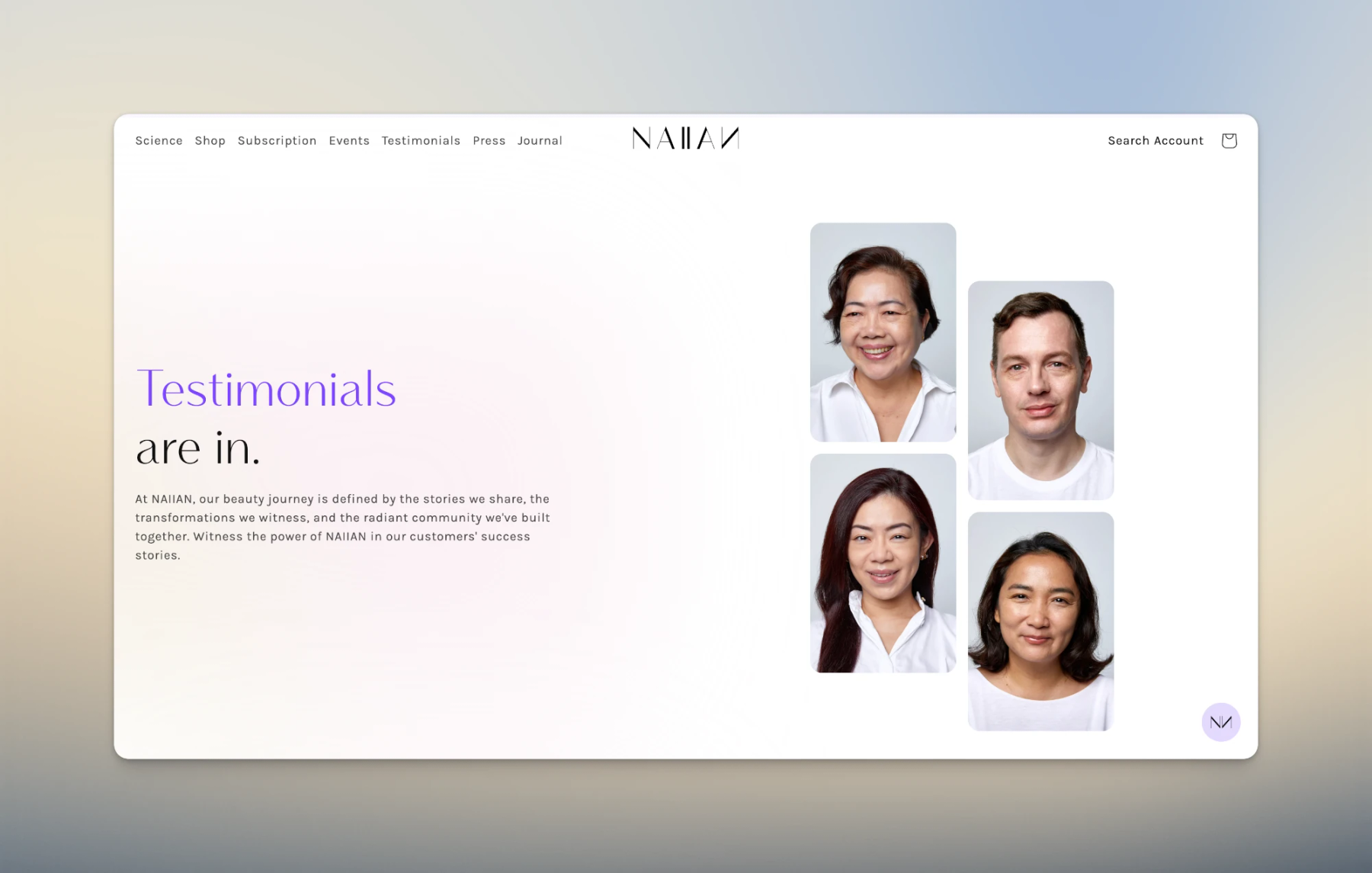 Dedicated Testimonial Page