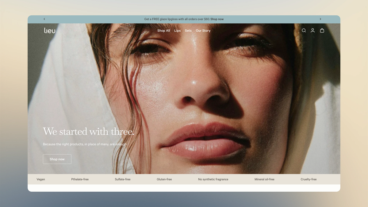 Lieu Beauty's website screenshot