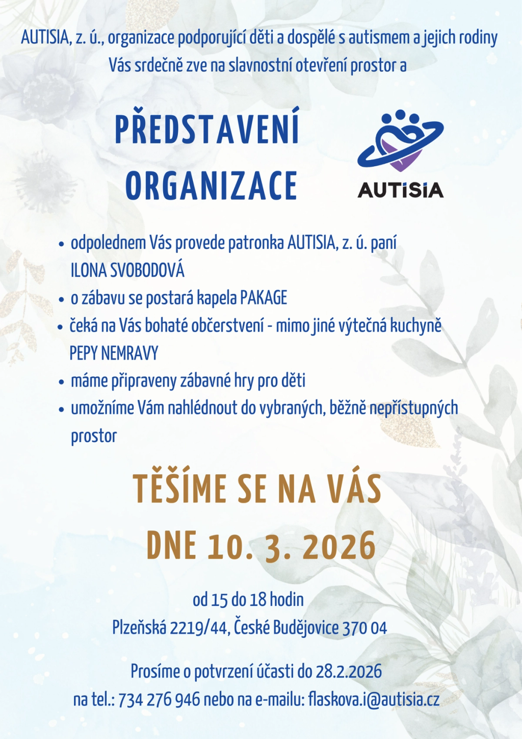 Pozvánka – Představení činnosti AUTISIA, z.ú.