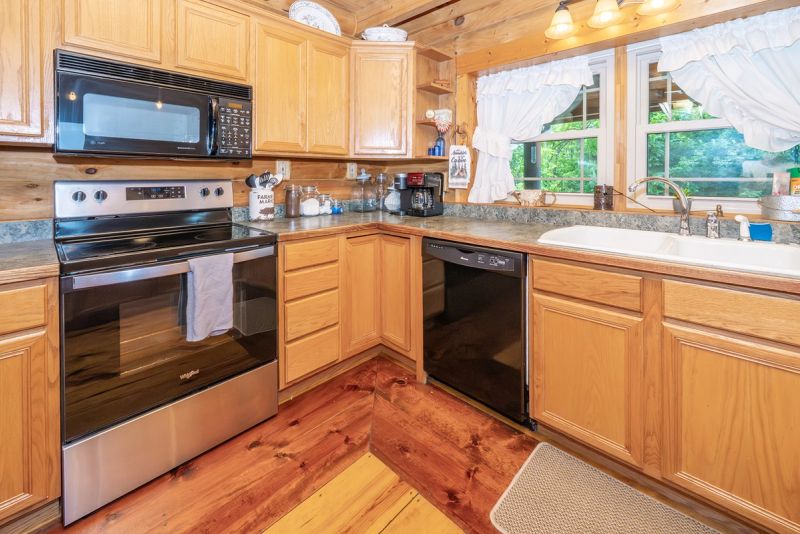 Spacious kitchen with modern appliances and central island