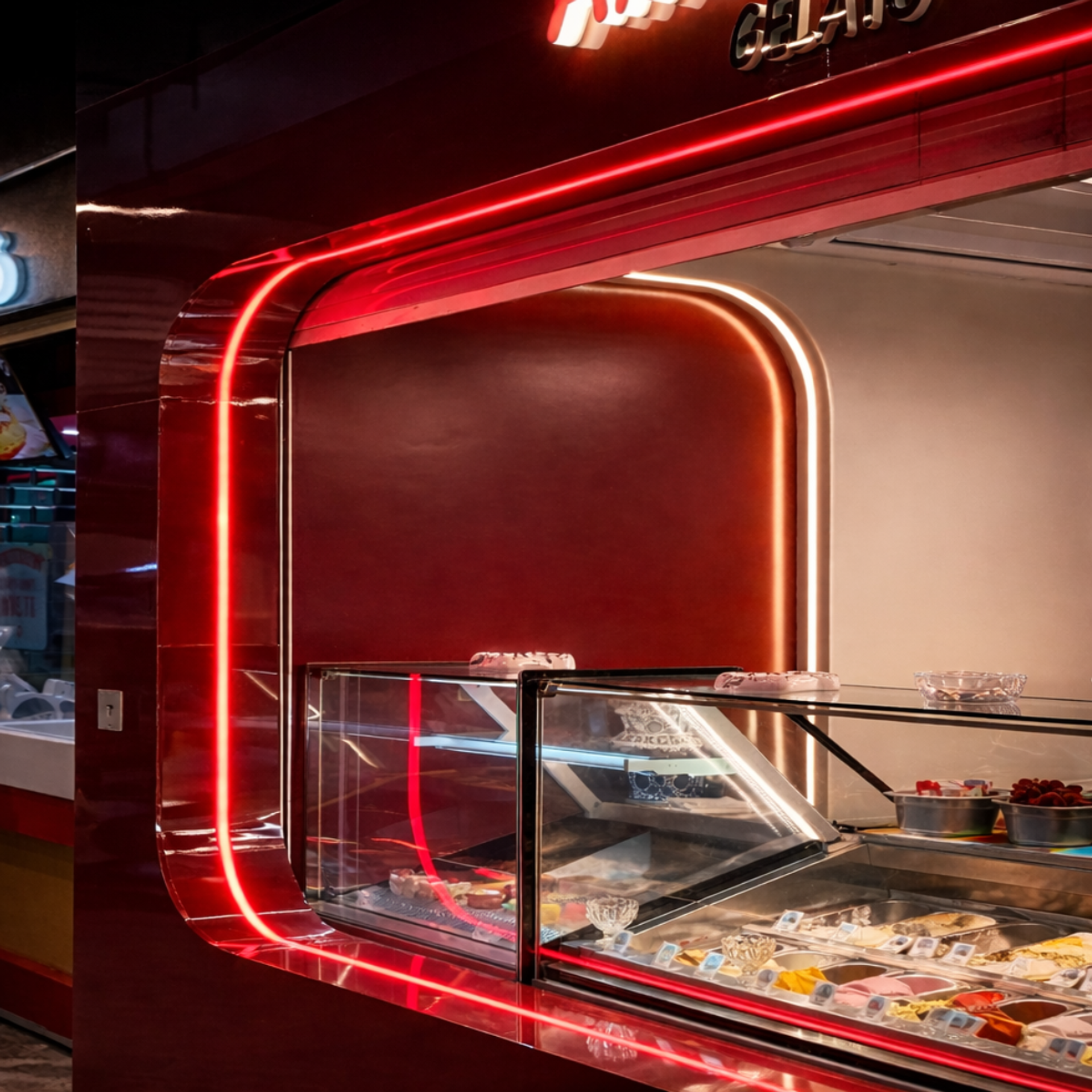 Amareno Gelato — Mega Mall Rabat, vue 2 — projet commercial et intérieurs à Rabat