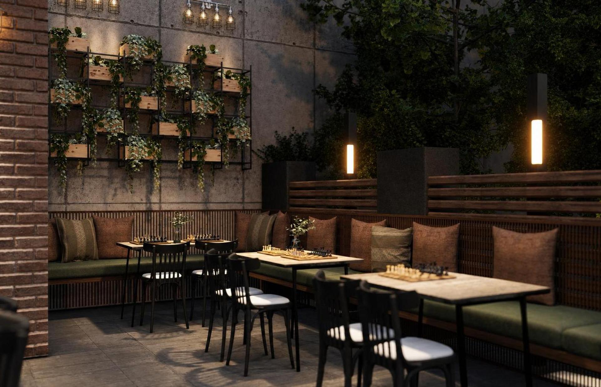 CHESS BAR, vue 3 — projet commercial et intérieurs