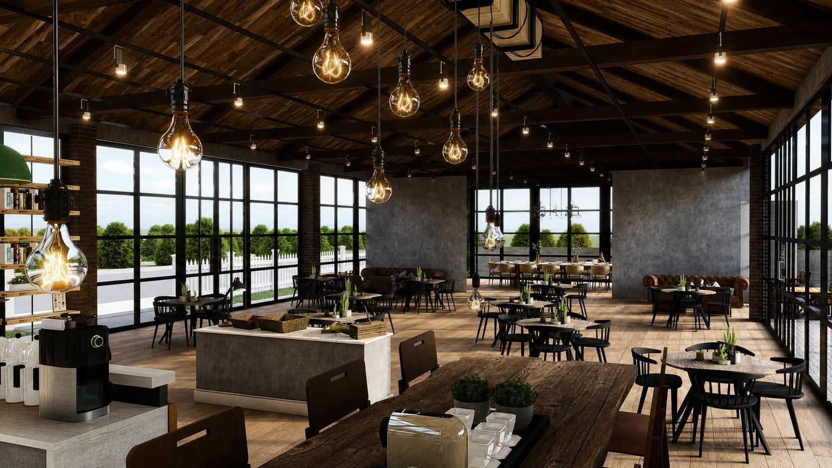 Industrial restaurant — projet commercial et intérieurs