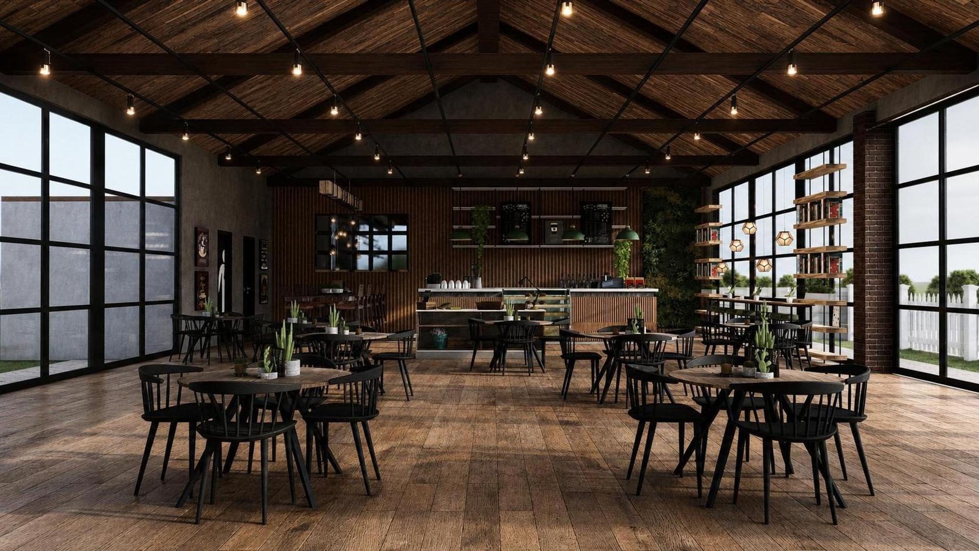 Industrial restaurant, vue 2 — projet commercial et intérieurs